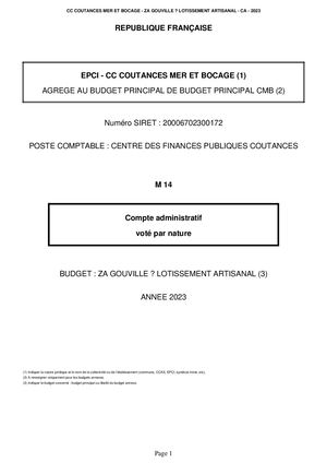 CA 2023 - ZA GOUVILLE LOTISSEMENT ARTISANAL