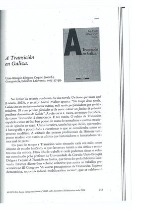 Recensión de A Transición en Galiza