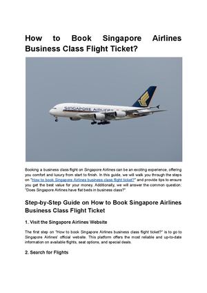 How to Book Singapore Airlines Business Class Flight Ticket: A Step-by-Step Guide