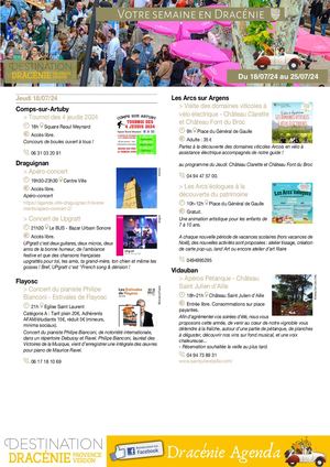 Manifestations en Dracénie du 18 au 25 juillet 2024