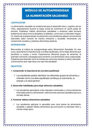 Examen Parcial Planificación De Un Módulo De Autoaprendizaje Virtual Sobre La Alimentacion Saludable