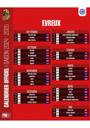 Pro B : calendrier 2024-2025 ALM Evreux et Rouen Métropole Basket