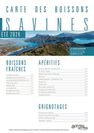 2024 Eté Savines Carte Des Boissons 020724