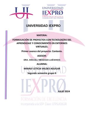 Primer avance del proyecto: Contexto