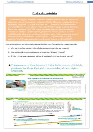Secuencias Ciencias Naturales El Calor Y Los Materiales