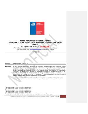 Plan Regulador Metropolitano Santiago (Prms)