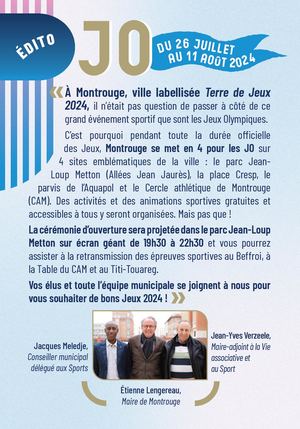 Les Jeux Olympiques à Montrouge - Programme