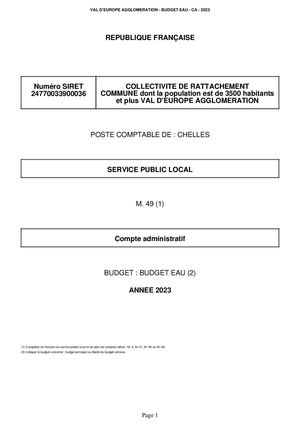 CA 2023 Budget annexe eau potable