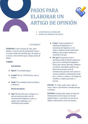Indicacións para Artigo De Opinión