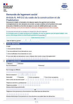 Cerfa à remplir pour demander un logement Opac ou Semcoda