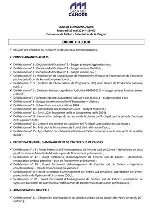Séance du conseil communautaire du mercredi 29 mai 2024