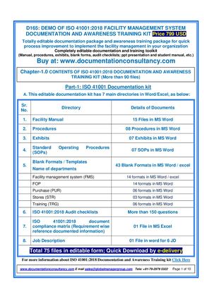 Ready to Use ISO 41001 Documents for Facility Management