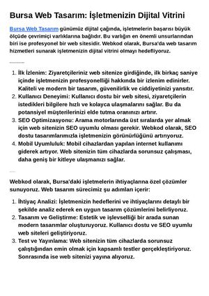 Bursa Web Tasarım İşletmenizin Dijital Vitrini