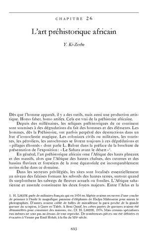 L'Art Préhistorique Africain, Par Ki-Zerbo, In: Histoire Générale De L'Afrique 1 Méthodologie Et Préhistoire Africaine 1, Pp. 693-724