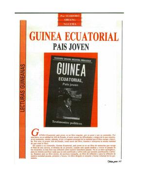 Guinea Ecuatorial Pais Joven, Por Teodoro Obiang Nguema, In Africa2000 Num. 4, 1987
