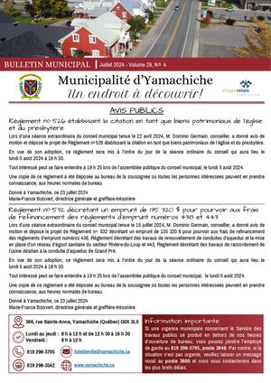 Municipalité d'Yamachiche - Bulletin Municipal Juillet 2024