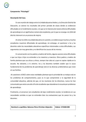 Caso Práctico Componente 1 Psicología