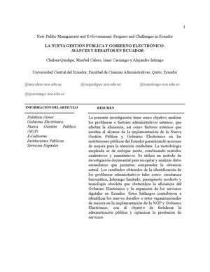 Publicación 3 -LA NUEVA GESTIÓN PÚBLICA Y GOBIERNO ELECTRÓNICO: AVANCES Y DESAFÍOS EN ECUADOR