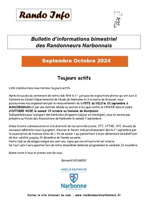 Rando Info Septembre Octobre 2024