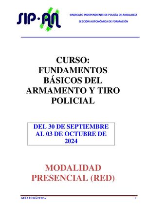 GUÍA DIDÁCTICA FUNDAMENTOS BÁSICOS DEL ARMAMENTO Y TIRO POLICIAL