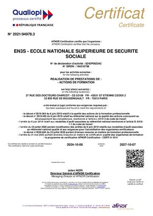 Certificat EN3S Qualiopi