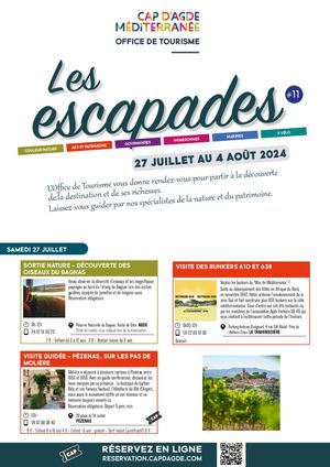 "Les Escapades" de l'Office de Tourisme Cap d'Agde Méditerranée : l'agenda complet des animations jusqu'au 4 août