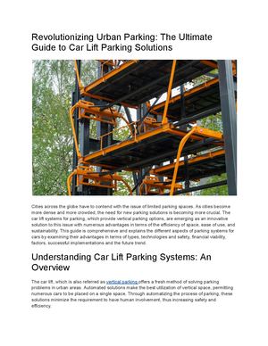 Revolutionizing Urban Parking The Ultimate Guide To Car Lift Parking Solutions Dubai