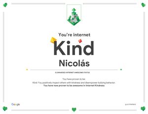 Google Interland Nicolás Certificate Of Kindness