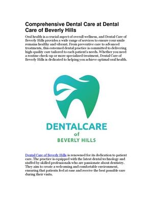 Comprehensive Dental Care At Dental Care Of Beverly Hills