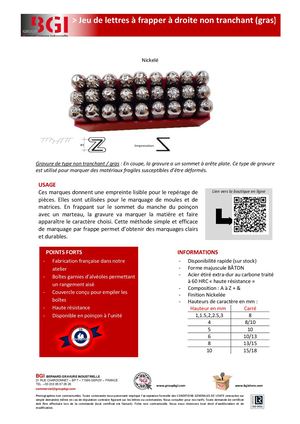 Alphabet Droite Non Tranchant (gras).