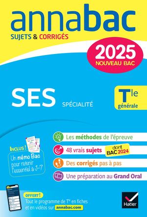 Annales du bac Annabac 2025 SES Tle générale (spécialité)