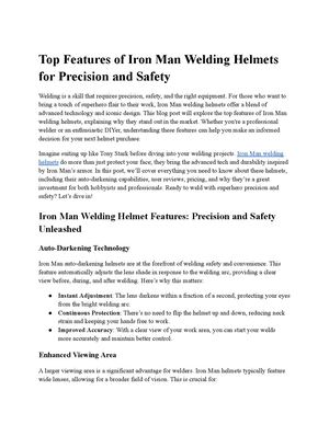 Top Features Of Iron Man Welding Helmets For Precision And Safety