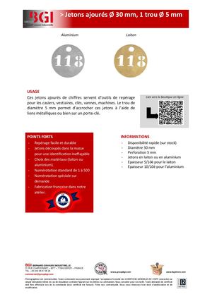 Fiche Technique Jetons Ajoures Ronds