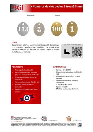Fiche Technique Numeros De Cles Ovales