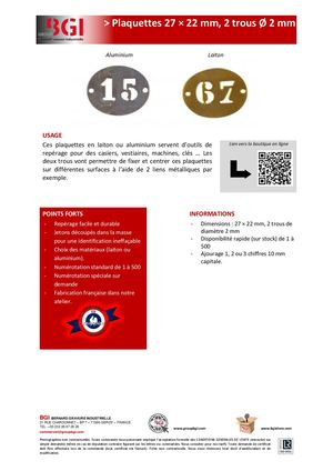 Fiche Technique Plaquettes Ajourees 2trous