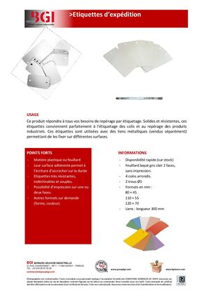 Fiche Technique Etiquettes Expedition