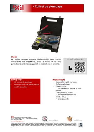 Fiche Technique Coffret Plombage