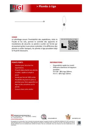 Fiche Technique Plombs Tige