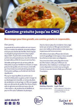 Reservation cantine gratuite
