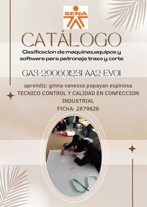catalogo clasificacion de maquinas y software  para patronaje trazo y corte.