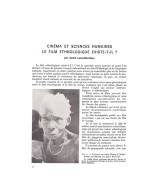 Cinéma Et Sciences Humaines: Le Film Ethnologique Existe il? Par A. Leroi Gourhan, La Revue De Géographie Humaine Et D'Ethnologie, 1948, ( PROV. JL-EM )