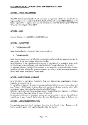Réglement de jeu SKIP - Carrefour City - 18-05-2024
