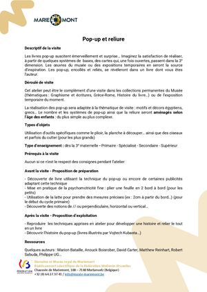 Atelier Pop Up Et Reliure