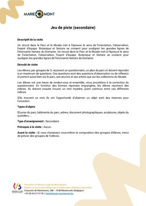 Jeu De Piste Secondaire