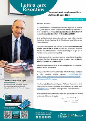 Avis Riverains Travaux De Nuit Rue Des Cordeliers Août 2024