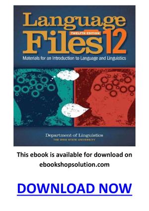 Language Files 12th Edition Pdf By Department Of Linguistics