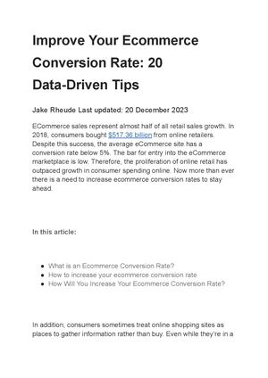 Calaméo - Improve Your Ecommerce Conversion Rate 20 Data Driven Tips