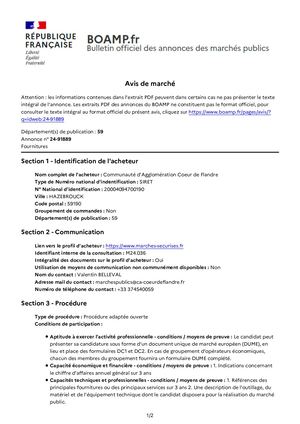 Avis Publié Au Boamp 24 91889