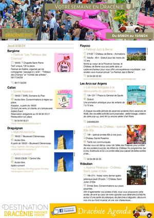 Agenda du 8 au 15 Août 2024