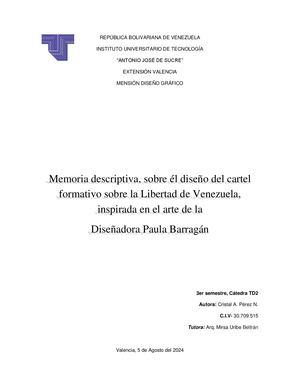 Memoria Descriptiva, Cartel Formativo Cristal Perez